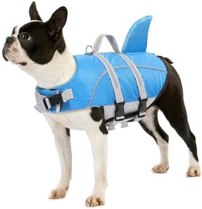 AOFITEE Dog Life Jacket, Dog Life Vests Swimming, High Flotation Dog Swimming Vest with Rescue Handle, Reflective Dog Flotation Vest Safety Vest, Ripstop Shark Dog Life Jacket for Small Medium Dogs