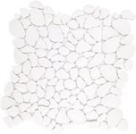 Sunwings Pebble Tile for Shower Floor Border Kitchen Bathroom Backsplash. Marble Stone Looks Wall and Floor Tile, 10 Sheets, White.