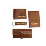 Gift Dede Customize Leather Men's Gift Set with Name Engrave and Charm, Personalized Valentine's Day Gift for Boyfrined and Husband | Birthday Gift for Men's (Tan)