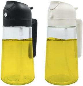 SHUNCHG Oil Dispenser for kitchen, 2 In 1 Oil Dispenser & Oil Sprayers, 470ml/ 16oz Olive Oil Dispenser Bottle, Food-grade Oil Mister for Air Fryer, Baking, Salad, Frying, BBQ, Cooking (Black&White)