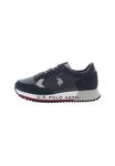 Scarpe U.S. Polo Trainers Running Cleef 005M in Pelle e Suede White/Dark Blue U24UP09, darkblue, 9.5 UK