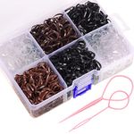 Hair Elastics for Women Girls, Funtopia 2500 Pcs Small Hair Ties, Mini Rubber Hair Bands with Organizer Box, Soft Elastic Hair Ties for Kids Toddlers Braiding and Daily Hairstyles (Clear, Black, Brown)