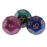 CLUB BOLLYWOOD 3 Pieces of Pearl 12-Sided Astrology Dice for Constellation Divination Toys | Accessories |Toys & Hobbies | Accessories | Games