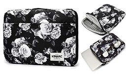 Kinmac White Rose 360° Protective Water Resistant 12 inch-13.3 inch Laptop Case Bag Sleeve with Handle for Surface Pro,MacBook Pro 13",MacBook 12",New MacBook Air 13" Retina and iPad pro 12.9