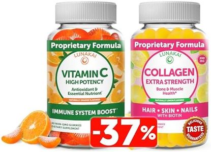 Lunakai Vitamin C and Collagen Gummies Bundle - 300mg Organic, Non-GMO, Vegan VIT C Chewable Gummy - Anti Aging Supplements for Men & Women - 30 Days Supply