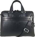 Zavelio Men's Genuine Leather Briefcase Laptop Shoulder Messenger Bag Black