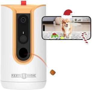 PARIS RHÔNE 2K Pet Camera, 360°View Dog Camera Treat Dispenser, 5G WiFi Pets Monitoring with Phone APP, Two-Way Audio, Infrared Night Vision, Barking Detection and Motion Alerts, Free Cloud Storage