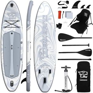 TIGERXBANG Aufblasbares Stand Up Paddle Board 353×89×15cm mit komplettem Zubehör, Premium große Paddle Boards für Erwachsene/Jugendliche, Paddle Board Polar Frost Collection