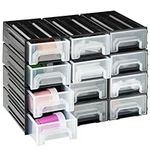 Navaris Small Parts Organiser with 12 Drawers - Sorting Box Made of Plastic - Screw Organising System - Box for Workshop Accessories - Assortment Box Black