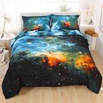 Wowelife Galaxy Bedding Kids Full Size Comforter Sets for Boys Girls 5PCs Full Size Space Bedding Set Colorful Galaxy Bedroom Set Full with Comforter, Flat Sheet, Fitted Sheet and 2 Pillowcases