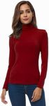 VOBCTY Womens Long Sleeve Red Turtleneck Lightweight Pullover Slim Shirt Top Red Large