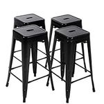 FDW Metal Stools Bar Stools 24" 30" Counter Height Stackable Barstools Indoor Outdoor Patio Furniture Dining Backless Kitchen Bar Stools Set of 4 (Black, 30")