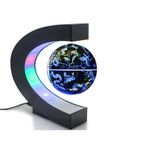 FUGEST Magnetic Levitation Floating Globe World Map with C Shape Base (Blue 4" Constellations Globe)