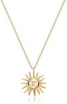 MTMY Gold Dainty Sun Necklace 14K Gold Plated Lunar Phase Pendant with Solitaire Cubic Zirconia Cute Necklace for Women