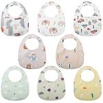 8 Packs Baby Bandana Dribble Bibs, Soft Cotton Teething Bibs Waterproof Drool Bibs with Adjustable Snaps for 0-36 Months Unisex Newborn Baby Girls