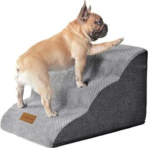 Escalier Large pour Chien 3 marches de 30 cm de Haut pour Petits Chiens, escalier pour Animaux en Mousse Haute densité, Housse Lavable et Base antidérapante, 32x60x30cm