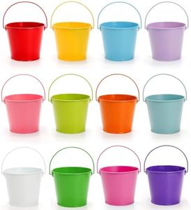 Nicunom 12 Pack Small Metal Buckets with Handle, 4.7"x 3.9" Galvanized Bucket Tin Pails Colorful Candy Buckets Flower Buckets for Party Favors Home Classroom Decorations