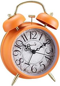 FLOITTUY Loud Alarm for Deep Sleepers 4'' Retro & Fashionable Twin Bell Alarm Clock with Backlight for Bedroom and Home Decoration(Modern Orange)