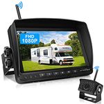 URVOLAX Wireless Reversing Camera Digital Van Reverse Camera Kit,7''Monitor and Parking Camera IP69 Waterproof Rear View Camera,1080P HD Night Vision 170° Wide Angle fit Caravan Trailer Trucks Cars