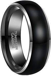 Frank S.Burton Black Rings for Men Women 8mm Tungsten Men's Wedding Band Flat Type Matte Finished Engagement Promise Rings Comfort Fit Size 8.5