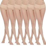 MANZI 6 Pairs Pantyhose for Women 20 Denier High Waist Sheer Tights(Nude,S)