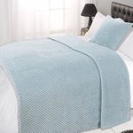 Dreamscene Large Luxury Waffle Honeycomb Mink Soft Warm Throw Over Sofa Bed Blanket - 200 x 240cm, Duck Egg, Duck Egg Blue