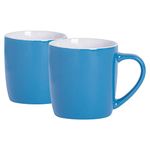 Argon Tableware Coloured Coffee Mugs - Blue - 350ml - Pack of 2 - Gloss Ceramic Stoneware Tea Mugs Latte Cappuccino Cups Hot Chocoloate Cups Colourful Mug Set with Handle