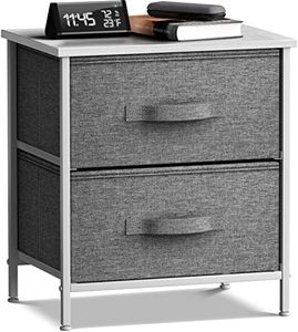 Sorbus Nightstand with 2 Drawers - Bedside Furniture End Table Night Stand with Steel Frame, Wood Top & Easy Pull Fabric Bins - Small Dresser & Chest for Home, Bedroom Accessories & Office