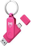 MOSDART 64GB USB C Dual Flash Drive Speed Up to 150MB/s with Keychain - 2 in 1 OTG USB 3.1 Type-C Thumb Drive Memory Stick for USB-C Android Phones, iPhone 15, MacBook, iPad, Computers, etc. Hot Pink