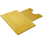 Paradise Products Greek Key Pattern Bath Mats 2 Piece Sets Non Slip Bathroom Mat, Soft Washable Rug Quick Dry Water Absorbent Bathroom Shower Mat & Pedestal Set (Yellow)