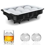 Whiskey Ice Ball Maker Fill with Funnel & Easy Release 1.8IN Round Large Ice Cube Trays with Cover Reusable Sphere Transparency Silicone Ice Tray with Lids for Bourbon Brandy Gift for Whisky Lover