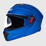 STUDDS Trooper ISI and DOT Certified Matt Finish Flip-up Full Face Helmet for Men and Women with Inner Sun Visor (Matt Blue XL)