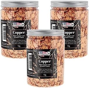 U.S. Art Supply Metallic Foil Schabin Gilding Genuine Copper Leaf Flakes in a 10 Gram Bottle (Pack of 3) - Gild Picture Frames, Paintings, Furniture, Decorate Epoxy Resin, Nails, Jewelry, Slime
