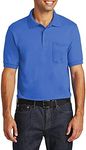 JustBlanks Mens Cotton Golf Polo Shirts for Men Short Sleeves Mens Polo Shirts with Pocket Core Blend Jersey Knit - Royal - 3XL