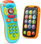 JOYIN My Learning Remote and Phone Bundle with Music Fun Smartphone Toys for Baby Infants Kids Boys or Girls Birthday Gifts Holiday Stocking Stuffers Present