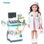 Jovow Doctor Kit for Kids, Pretend Medical Station Set for Boys & Girls,Pretend Medical Kit Toy, Mobile Cart with Sound and Light Functions, Kids Doctor Kit for Toddlers 3-5 Birthday Gift