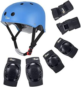 JBM Skating Protective Gear Skateboard Helmet and Knee Elbow Pads Set with Wrist Guards for Roller Skating, Inline Skating, Scootering, Skateboarding