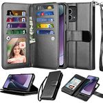 Njjex Wallet Case for Motorola Moto G Stylus 2023 5G, for Moto G Stylus 2023 5G Case, [9 Card Slots] PU Leather Credit Holder Folio Flip [Detachable] Kickstand Magnetic Phone Cover & Lanyard [Black]