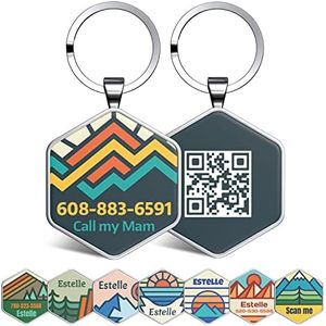 KEKID Custom Dog ID Tags, Personalized Pet ID Tags with QR Code, Free Online&Scan QR Receive Instant Location Alert Email