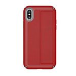 Speck Products Compatible Phone Case for Apple iPhone Xs and iPhone X, Presidio Folio Case, Heathered Heartrate Red/Heartrate Red/Graphite Grey