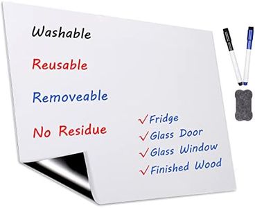 Dry Erase Whiteboard Sticker for Fridge, 16.5×11.7in Removable Whiteboard Sheet for Non-Magnetic Stainless Steel Glass Door w/ 2 Markers & 1 Eraser, Washable Sticky Note, No Residue, Any Shiny Surface