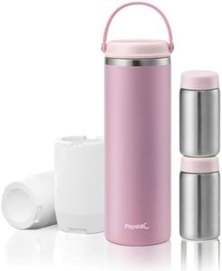 Papablic 360° CapsuleChill Breastmilk Cooler for 36H Safe Storage, Stress-Free Portable Breast Milk Chiller for Working Mom, 20oz Travel Cooler with 2pcs Stainless Steel Baby Bottles, Sakura Pink