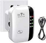 WiFi Range Extender, WiFi Signal Booster Wireless Signal Amplifier 2.4GHz 300Mbps Band up to Internet Range Booster with Integrated Antennas LAN Port, Easy Setup (White)