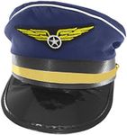Nicky Bigs Novelties Adult Navy Blue Pilot Airline Captain Hat Airplane Aviator Halloween Costume Cap