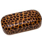 Calabria Large Leopard Animal Print Hard Clamshell Eye/Sunglass Case in 3 Colors, Brown, One size