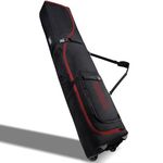 TurnWay Padded Ski Bag with Wheels for Air Travel, Double Rolling Snowboard Bag Heavy Duty Waterproof for Storage & Transportation of Snowboard/Ski Gear (Black-Red)