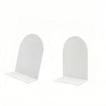 Lulonpon 2pcs Book Ends, White Bookends, Non-Skid Book End, Metal Bookends for School Library and Desktop Organizer, Acrylic Book Ends for Book Shelves