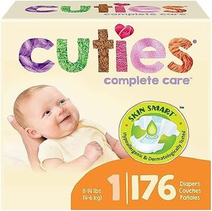 Cuties | Skin Smart, Absorbent & Hypoallergenic Diapers with Flexible & Secure Tabs | Size 1 | 176 Count