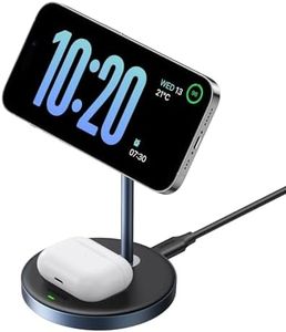 UGREEN MagFlow 2-in-1 Magnetic Wireless Charging Station Compatible with iPhone 16 15 14 13 12 Series and AirPods Series, Wireless Charging Stand with 3 FT USB-C Cable (No AC Adapter)