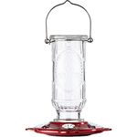 More Birds Classic Vintage Hummingbird Feeder, Antique Glass Hummingbird Feeders for Outdoors, 5 Feeding Stations, 20 Ounces